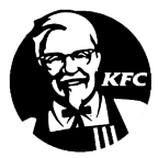 Black and white KFC logo featuring a man with glasses, goatee, and bowtie, wearing an apron—with "KFC" to the right of his face inside a black circle—ideal branding for restaurants using a high-capacity grease interceptor.