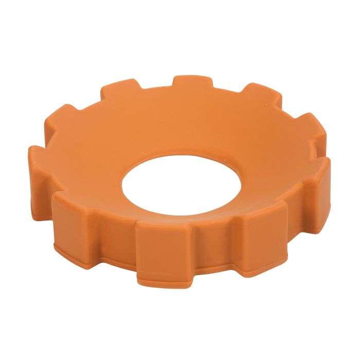 The HA-160 Hanging Assembly is an orange, gear-shaped part with a central hole and rectangular protrusions, made from smooth, solid material, shown against a white background.